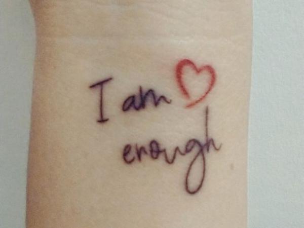 I am enough tattoo with heart