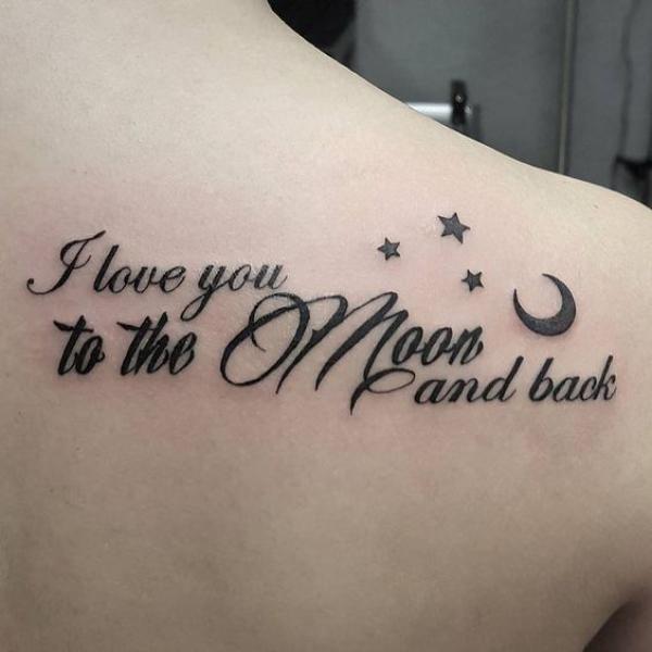 I love you to moon and back tattoo shoulder blade