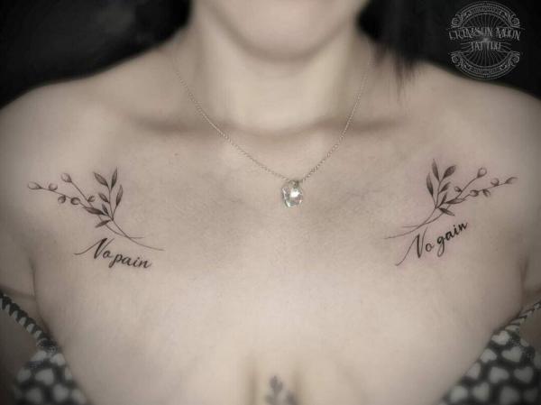 No pain No gain chest tattoo