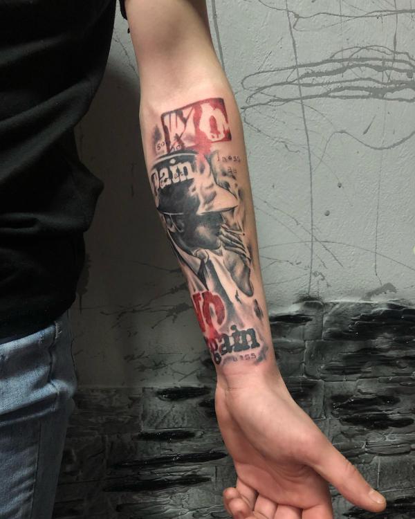 No pain no gain forearm tattoo