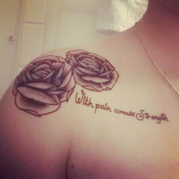 with pain comes strength tattoo with rose