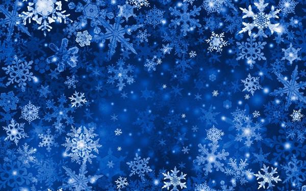 13 Snowflakes Blue Background