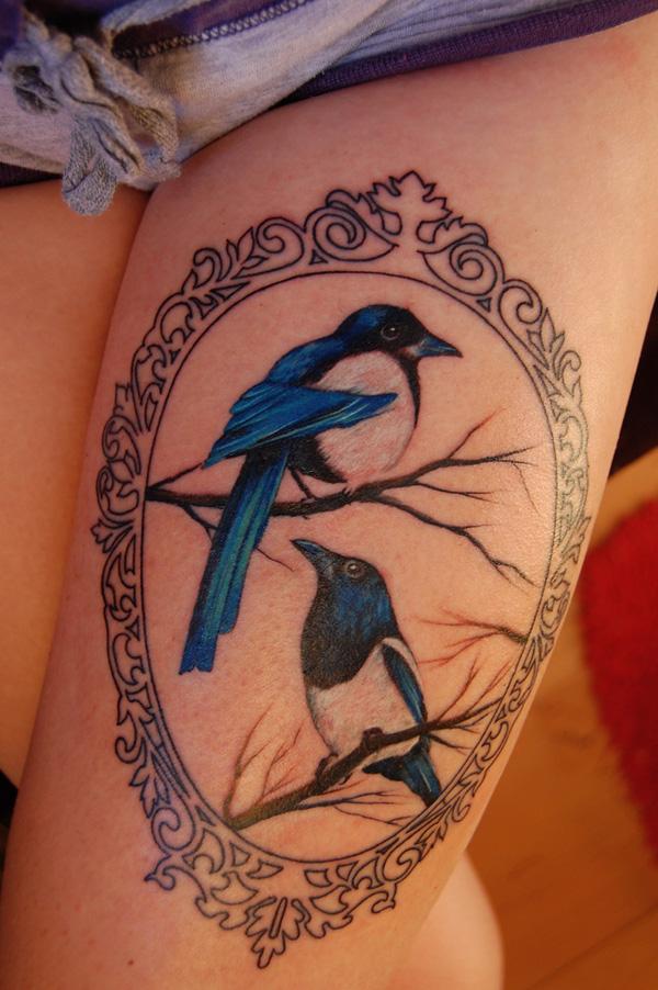 Two for joy thigh tattoo - 55 Thigh Tattoo Ideas <3 <3