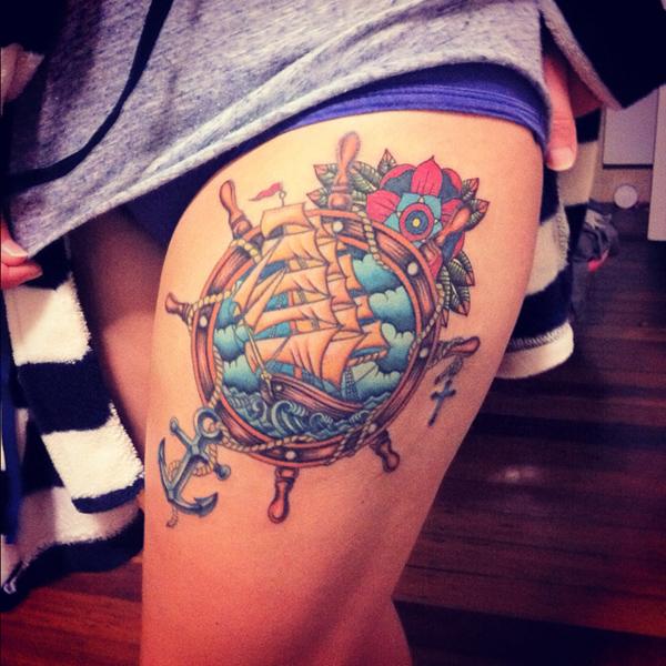 Ship thigh tattoo - 55 Thigh Tattoo Ideas <3 <3