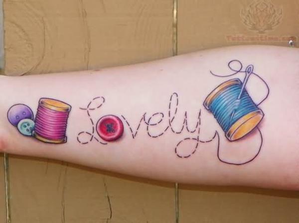 Lovely Sewing line love tattoo