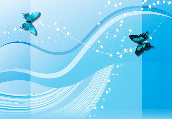 32 Butterfly Blue Stars Wallpaper