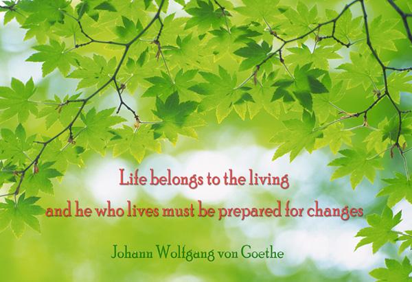 33 Life belongs to the living, and he who lives must be prepared for changes