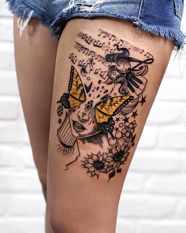 bird hip tattoos for women