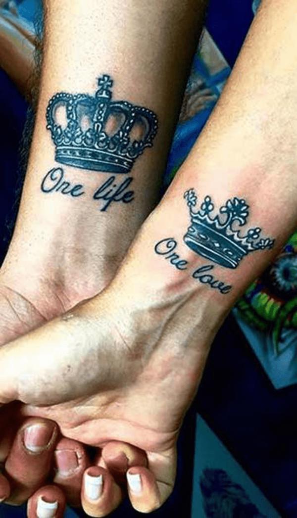 One life one love matching king and queen tattoo