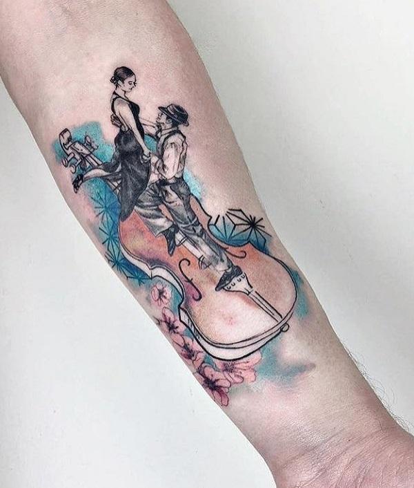 Romantic Tango and Cello tattoo