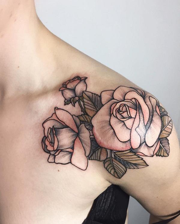 rose tattoo outline shoulder