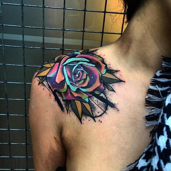 Rose Tattoos On Shoulder Blade