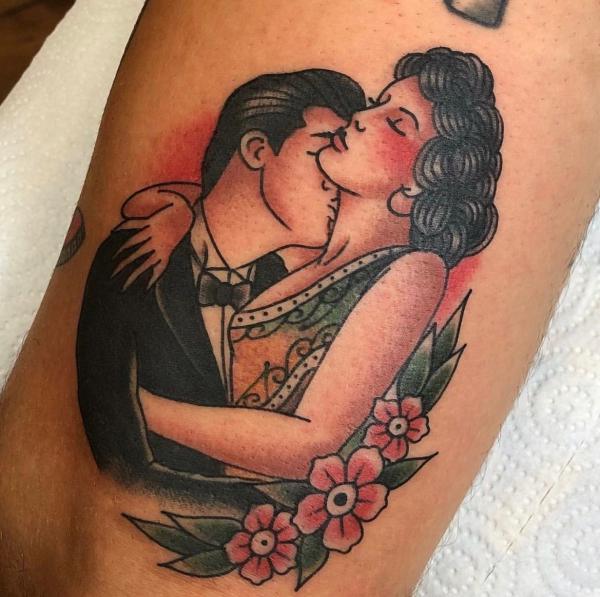 Traditional romantic love tattoo
