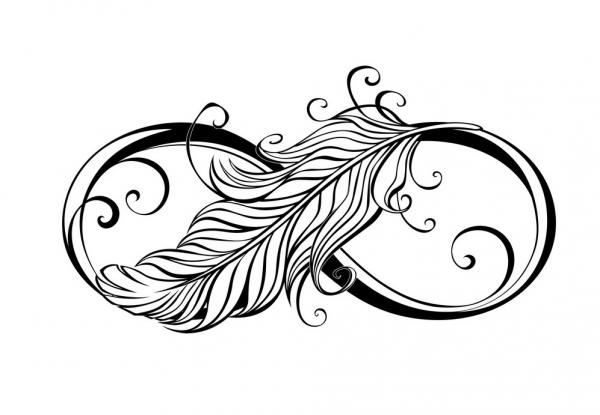 infinity symbol with feather image