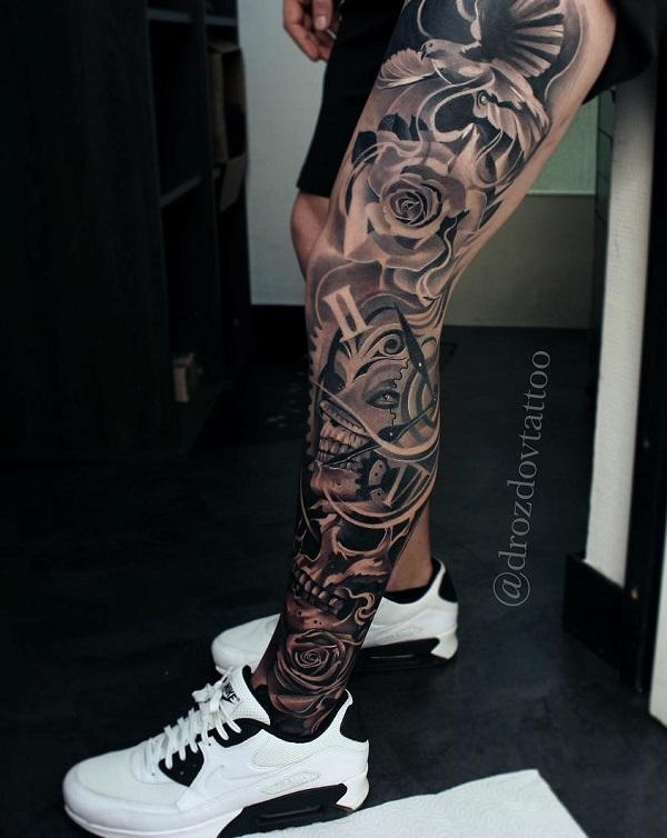 upper leg tattoos for men