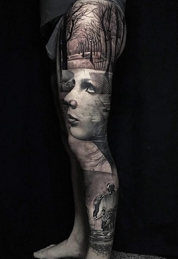 shin sleeve tattoo for men｜TikTok Search