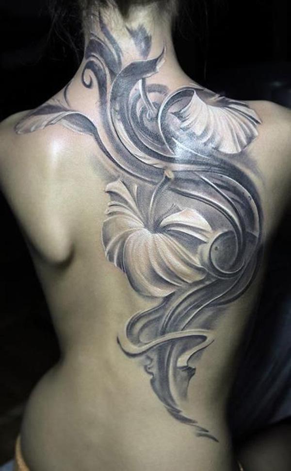 40 tattoo picture Black and gray flower with swirls tattoo picture