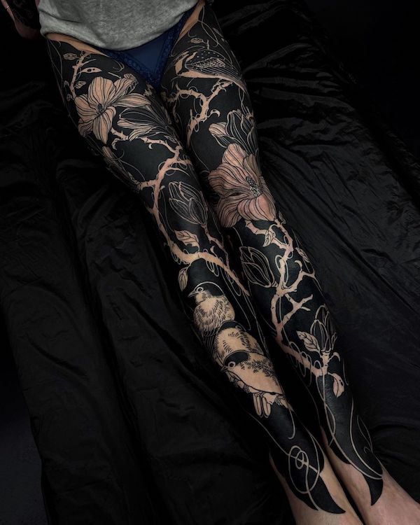 Realistic full leg sleeve black & grey style  Leg sleeve tattoo, Black and  grey tattoos, Sleeve tattoos