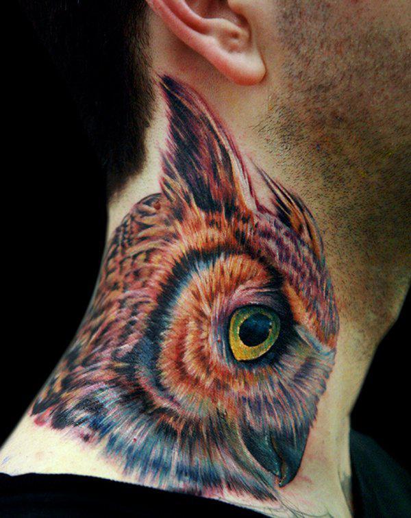 realistic owl tattoo