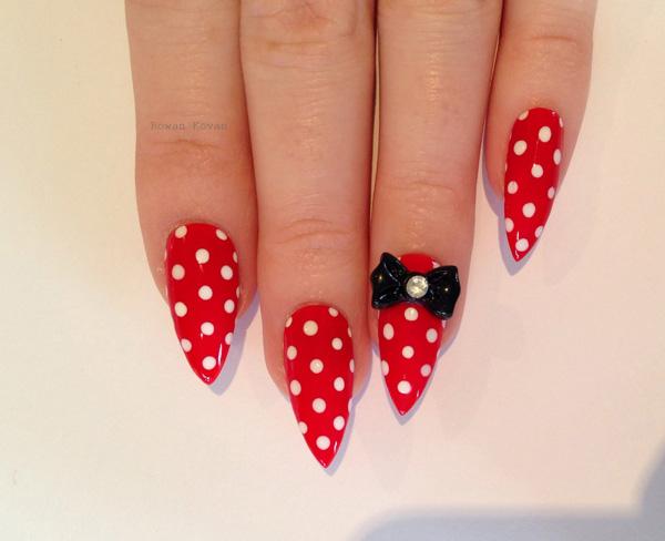 Red Bow Stiletto nails