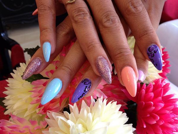 colorful Stiletto nails
