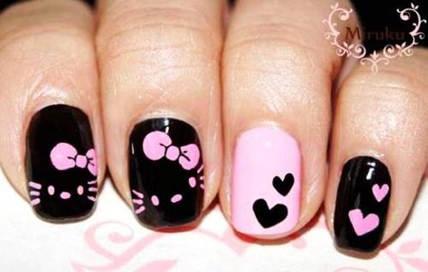 cute-heart-kitty-nails