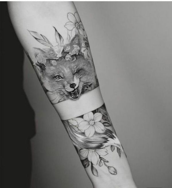fox tattoo on forearm