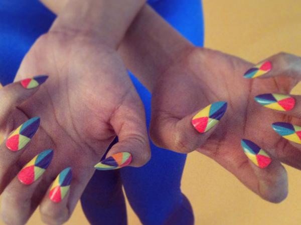 multi colors stiletto nails