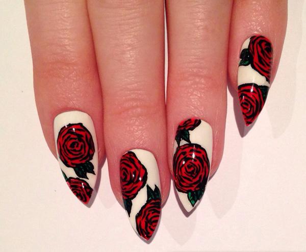rose stiletto nails