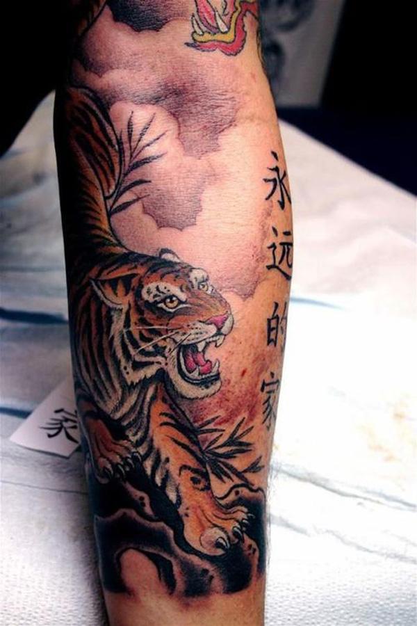 Tattoo uploaded by Matt Bowley • Traditional tiger on rocks • Tattoodo