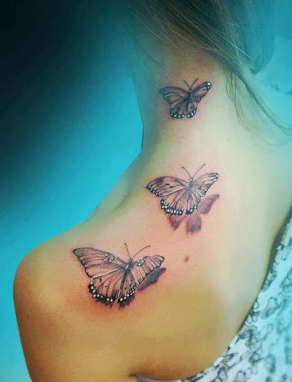 21 butterfly on shoulder girly tattoos