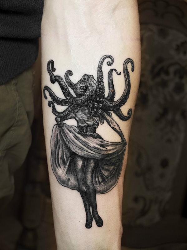 In Progress Coverup Octopus by Terry Ribera  Remington Tattoo Parlor