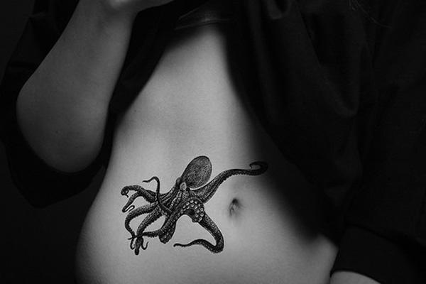 Woman with octopus tattoo