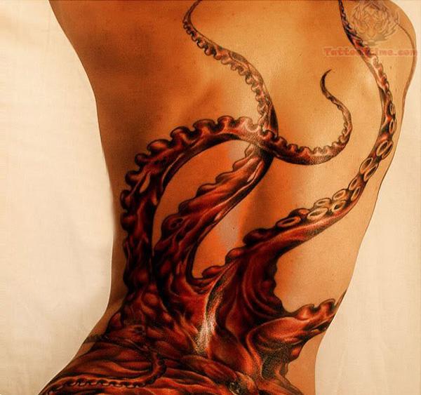 Woman with octopus tattoo