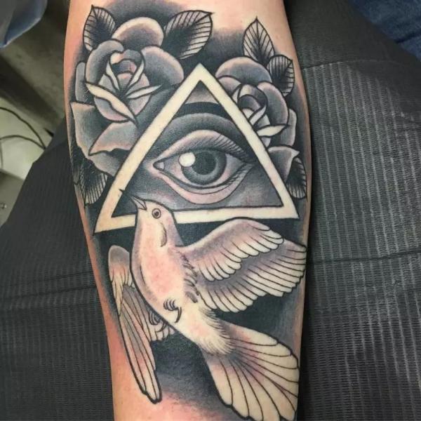 A dove under all seeing eye