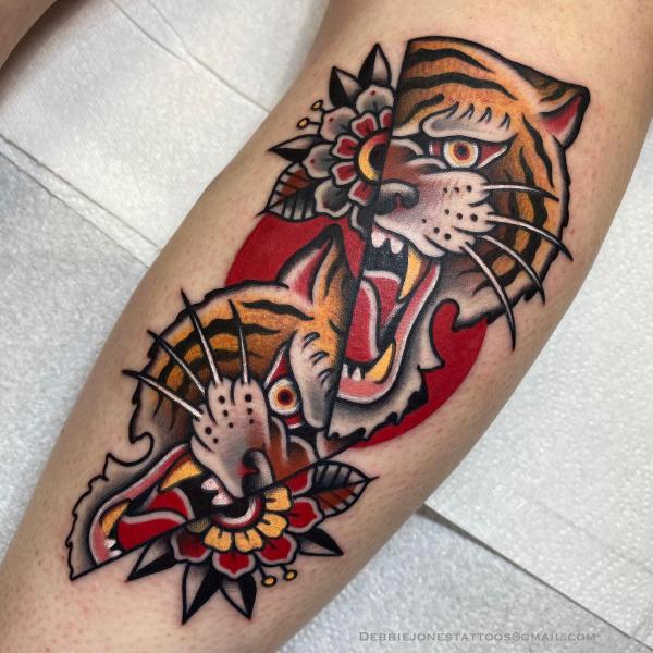 American traditional tiger claw tattoo