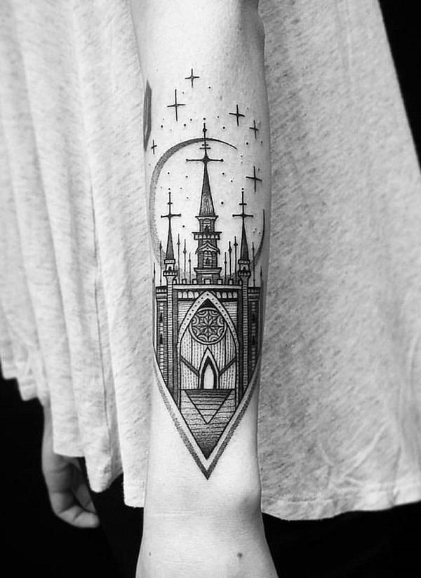 Castle forearm tattoo 94