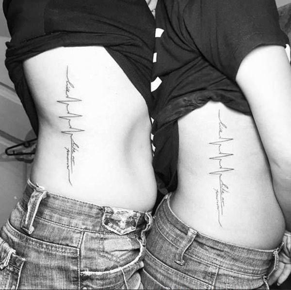 Heartbeat matching tattoos for sisters