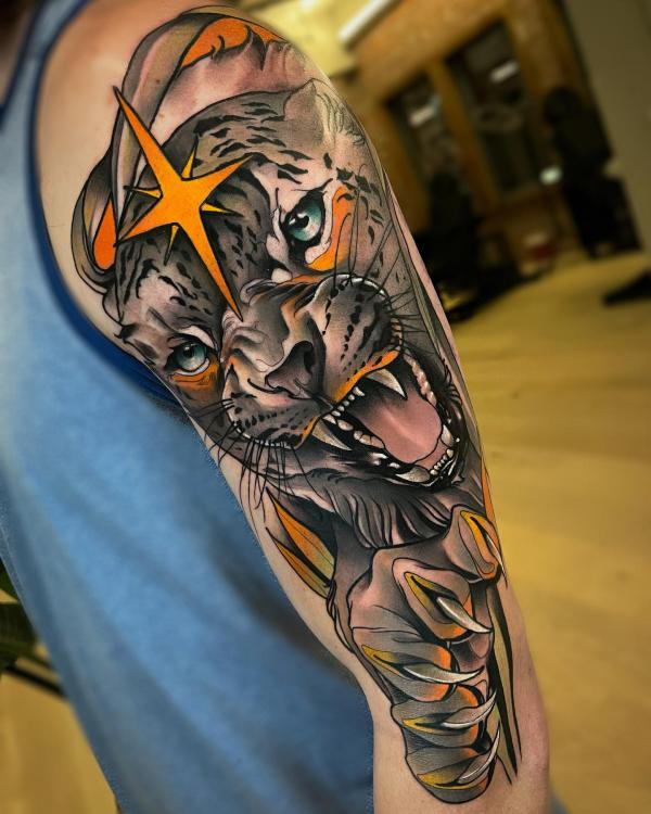 Neo traditional tiger tattoo
