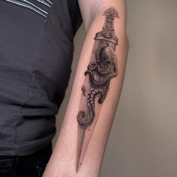 Octopus and dagger tattoo