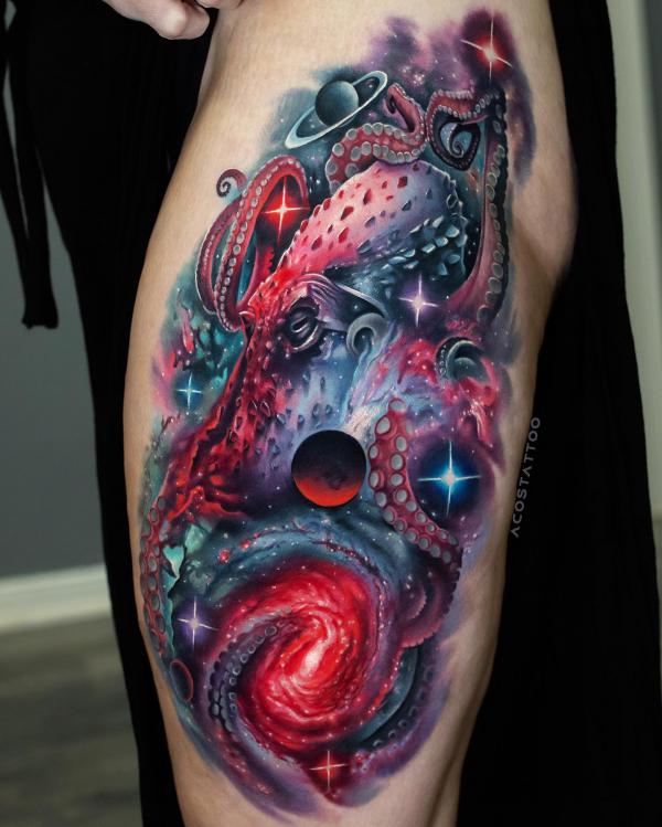 Octopus galaxy tattoo