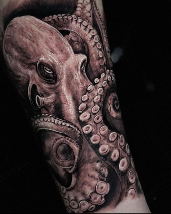 Brown octopus artwork, Octopus Sleeve tattoo Black-and-gray Drawing, Octopus,  ink, animals png | PNGEgg