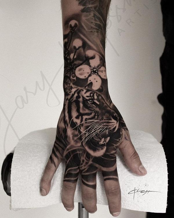 Kesha Tiger Back of Hand Tattoo  Steal Her Style