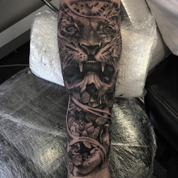 Violent Tattoo Skull in Tiger - Best Tattoo Ideas Gallery