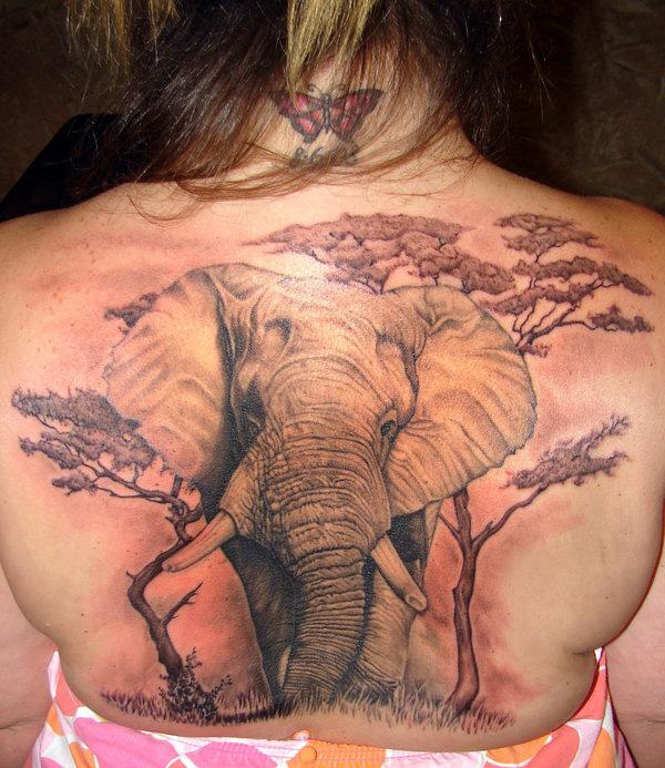 Back Elephant tattoo women at theYou.com