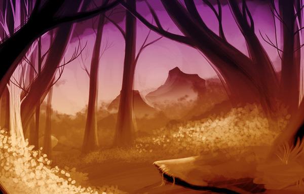 30 Purple Background-Purple and Yellow Forest
