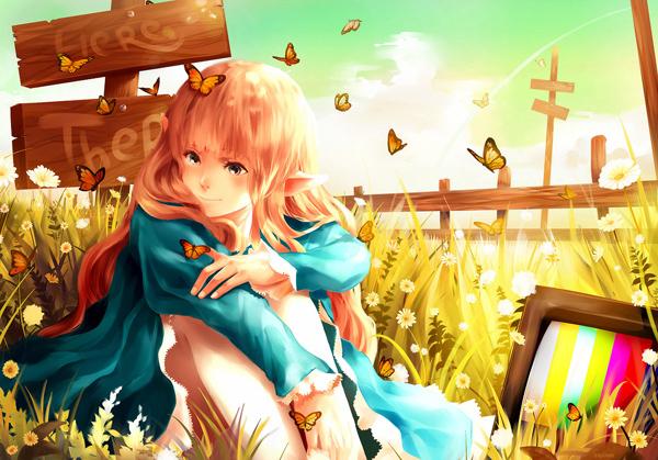 7 anime drawings-A Flock of Butterflies