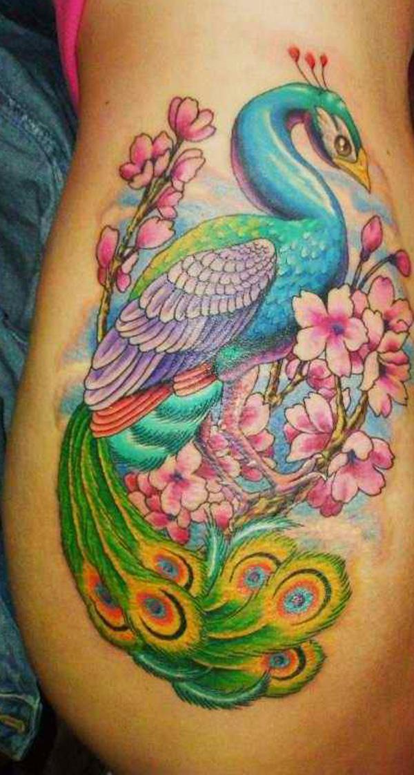 49 Superb Peacock Tattoo On Thigh  Tattoo Designs  TattoosBagcom