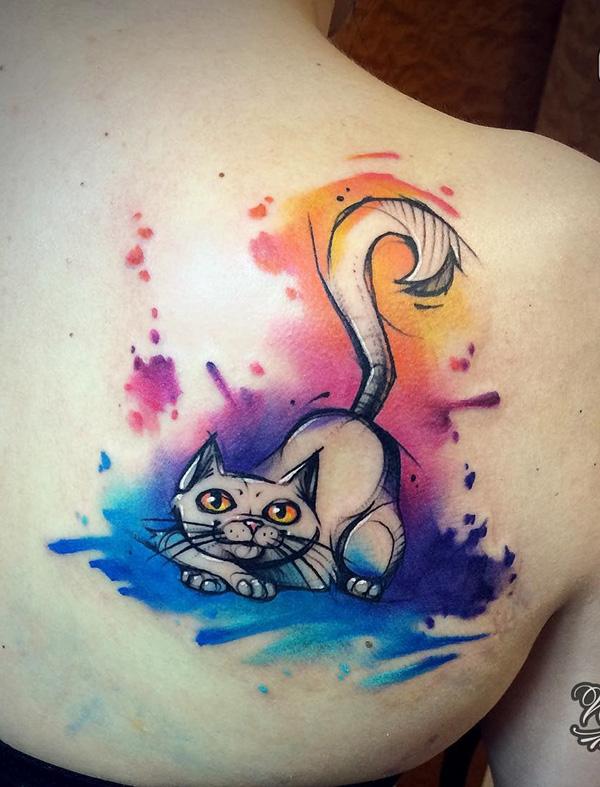 Watercolor Freehand sketch cat tattoo by Mentjuh on DeviantArt