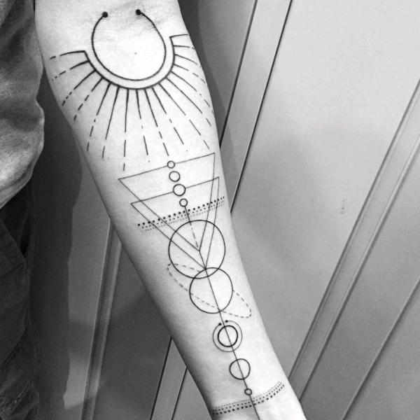 Geometric solar system tattoo